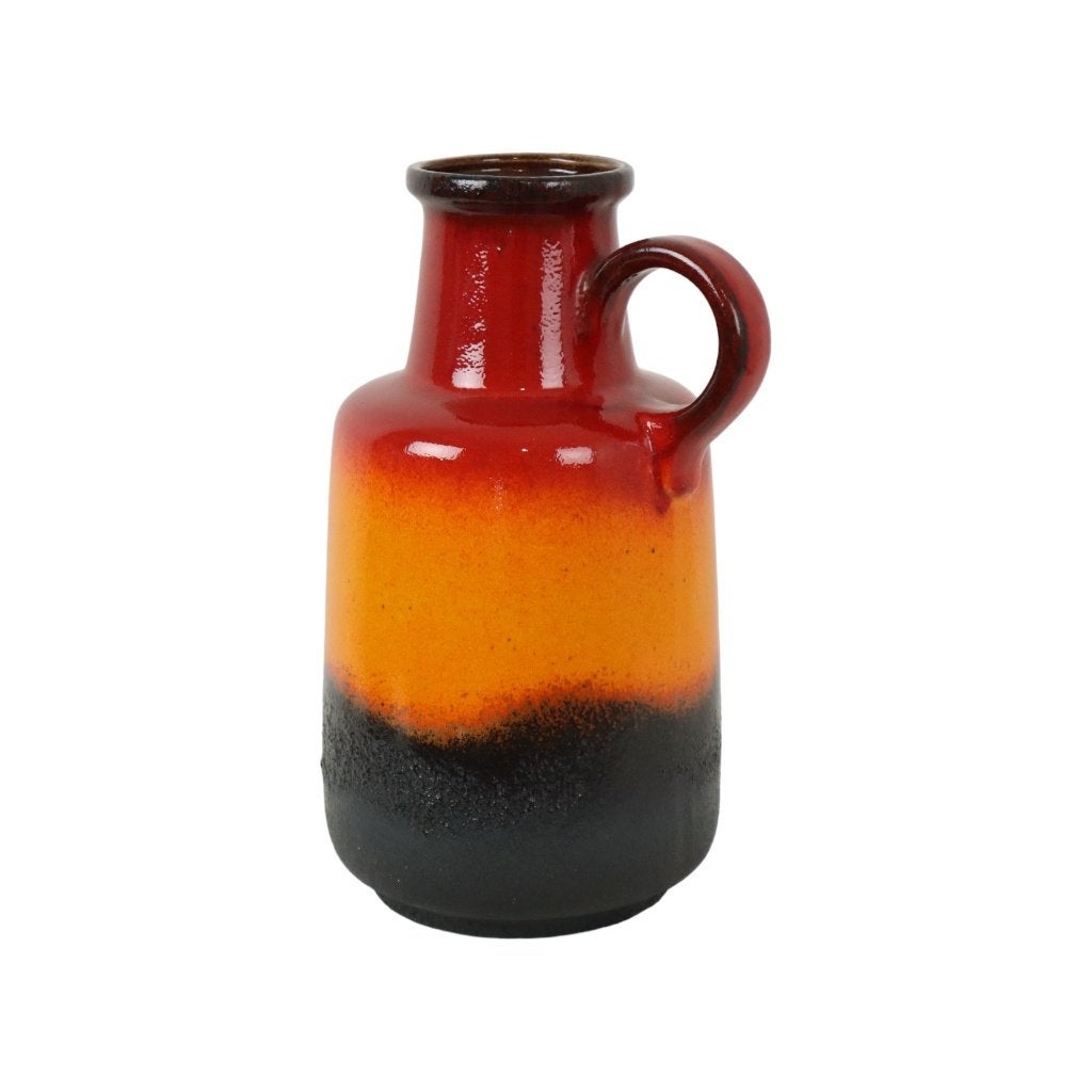 Fat Lava West Germany Vaas Aardewerk Scheurich Oranje Rood, Ophalen of Verzenden