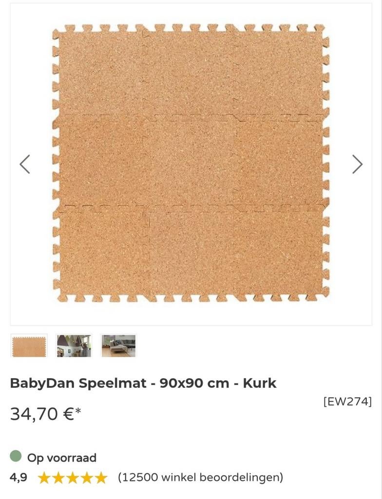 BabyDan Montessori speelmat kurk - per tegel of set, Ophalen, Overige typen