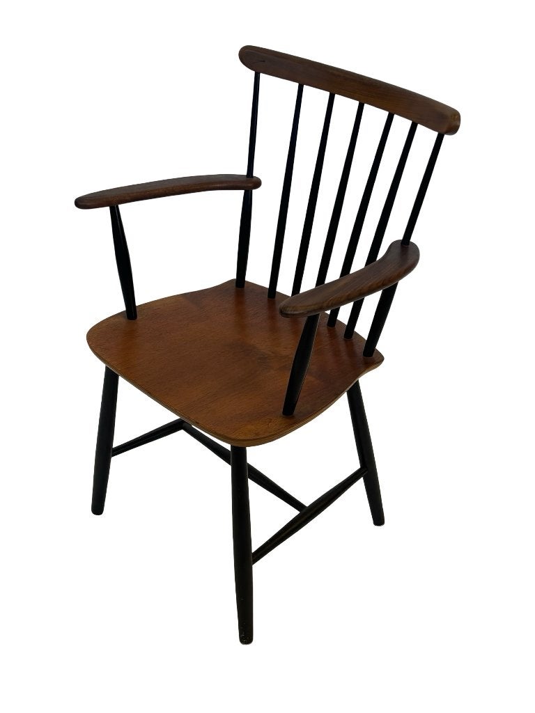 Vintage Deense spijlen stoel jaren 60 Tapiovaara stijl, Ophalen, Gebruikt, Vintage stoel, Bruin