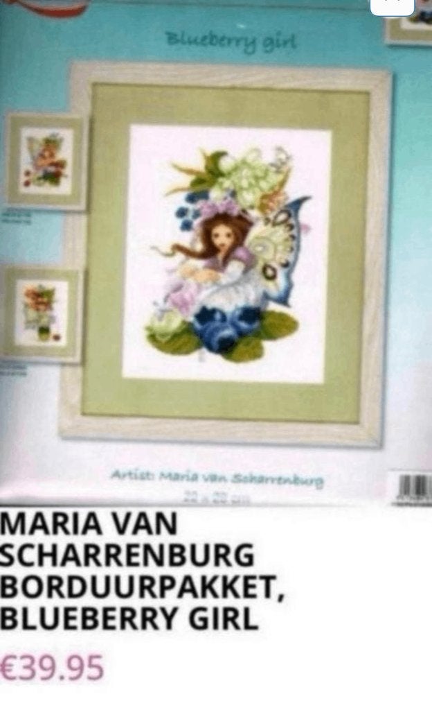 BORDUURPAKKET LANARTE/M. VAN SCHARRENBURG BLUEBERRY GIRL, Verzenden, Nieuw, Handborduren, Borduurpakket
