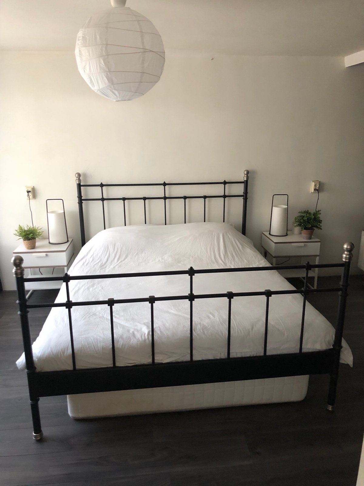 Tweepersoons metalen bedframe, Ophalen, Gebruikt, Zwart, Tweepersoons