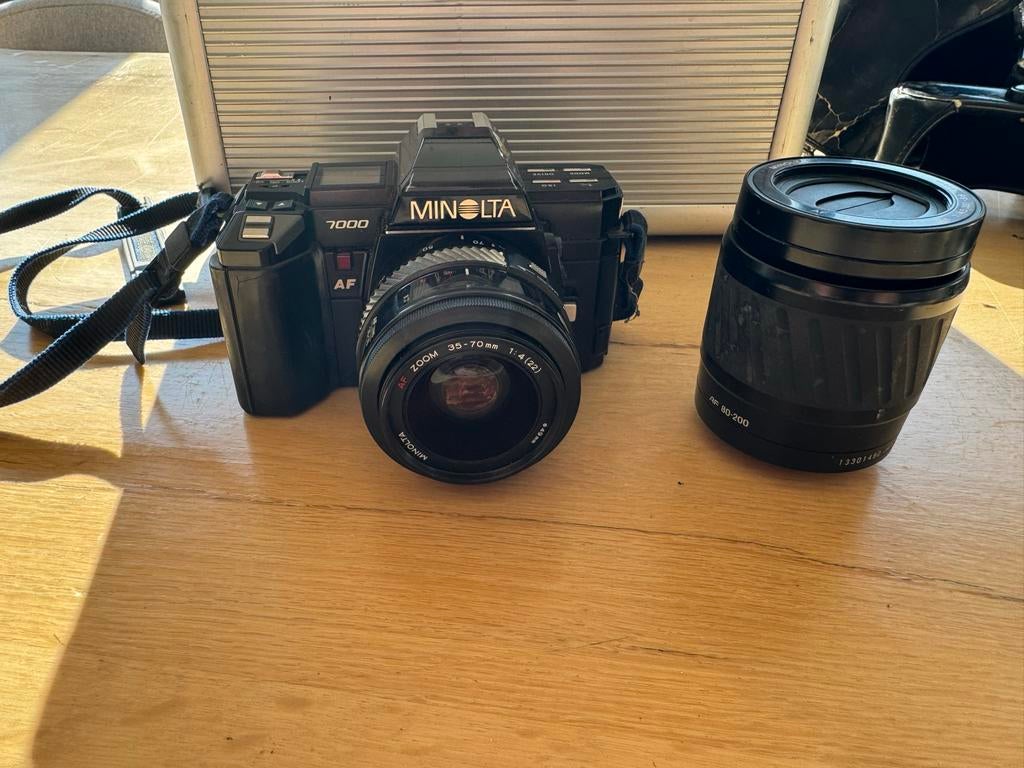 Minolta 7000 AF met 35-70mm, 80-200mm AF lenzen én flitser, Ophalen of Verzenden, Gebruikt, Spiegelreflex, Minolta