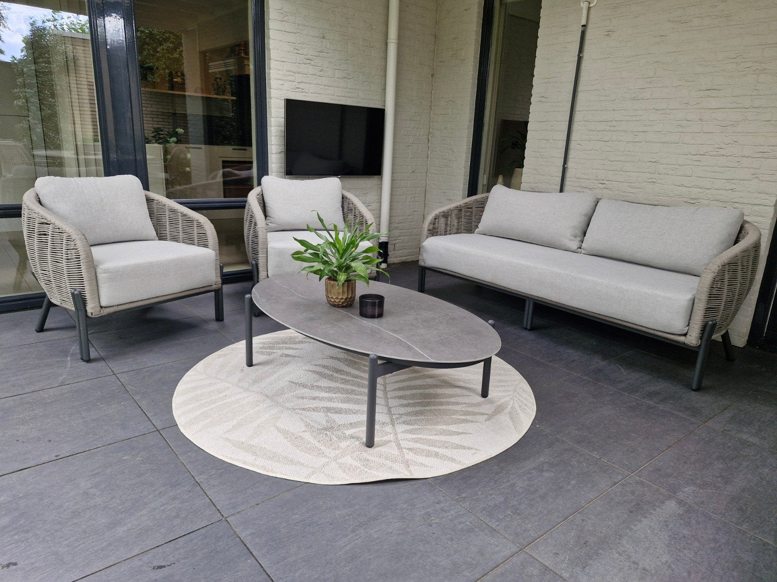 Luxe Garden Impressions Loungeset met Salontafel - Z.g.a.n.!, Ophalen, Zo goed als nieuw, Wicker, Bank