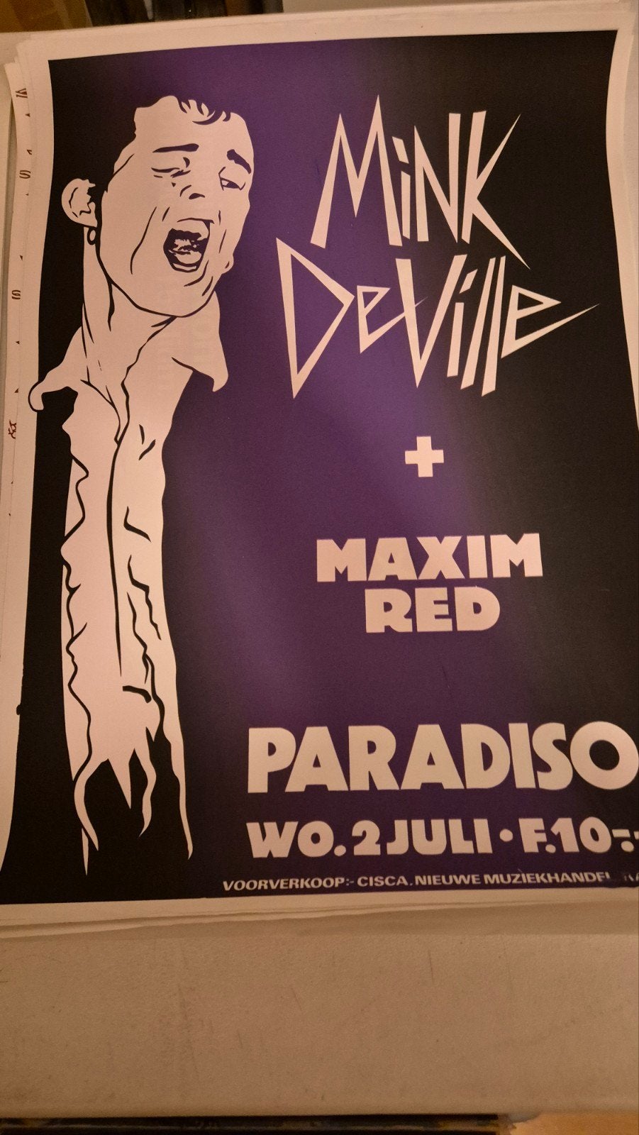 Originele Concert Paradiso Poster 1977 Mink DeVille, Verzamelen, Posters, Verzenden, Zo goed als nieuw, A1 t/m A3