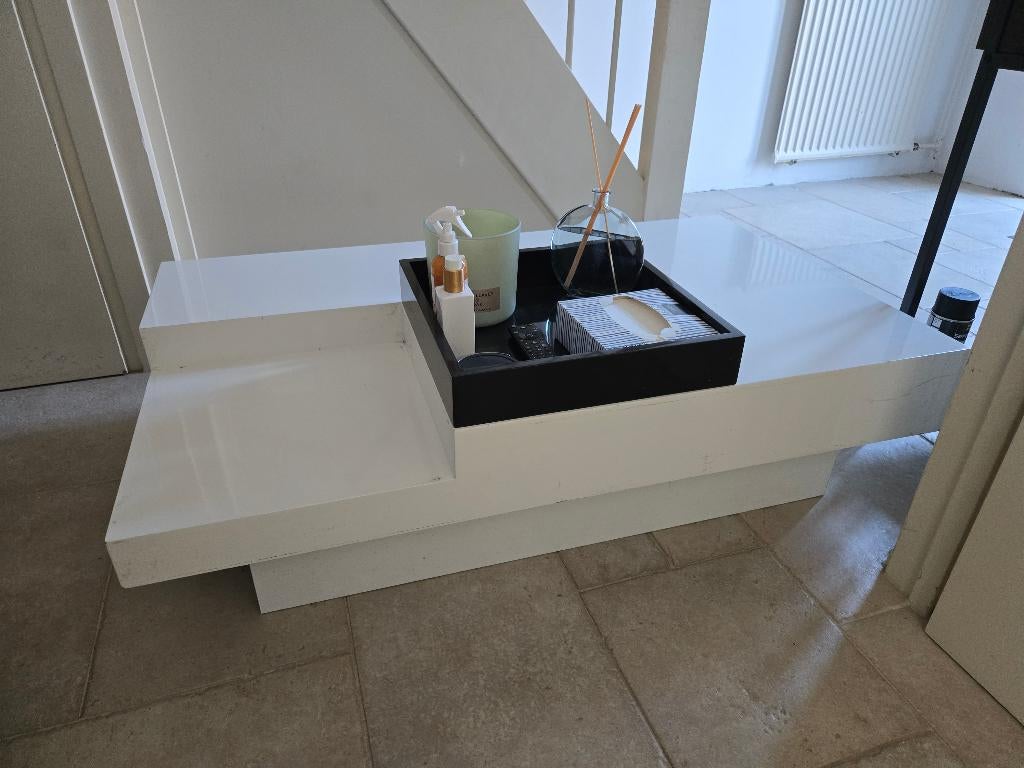Design Salontafel wit met zwart, Huis en Inrichting, Ophalen, Gebruikt, 100 tot 150 cm, Design