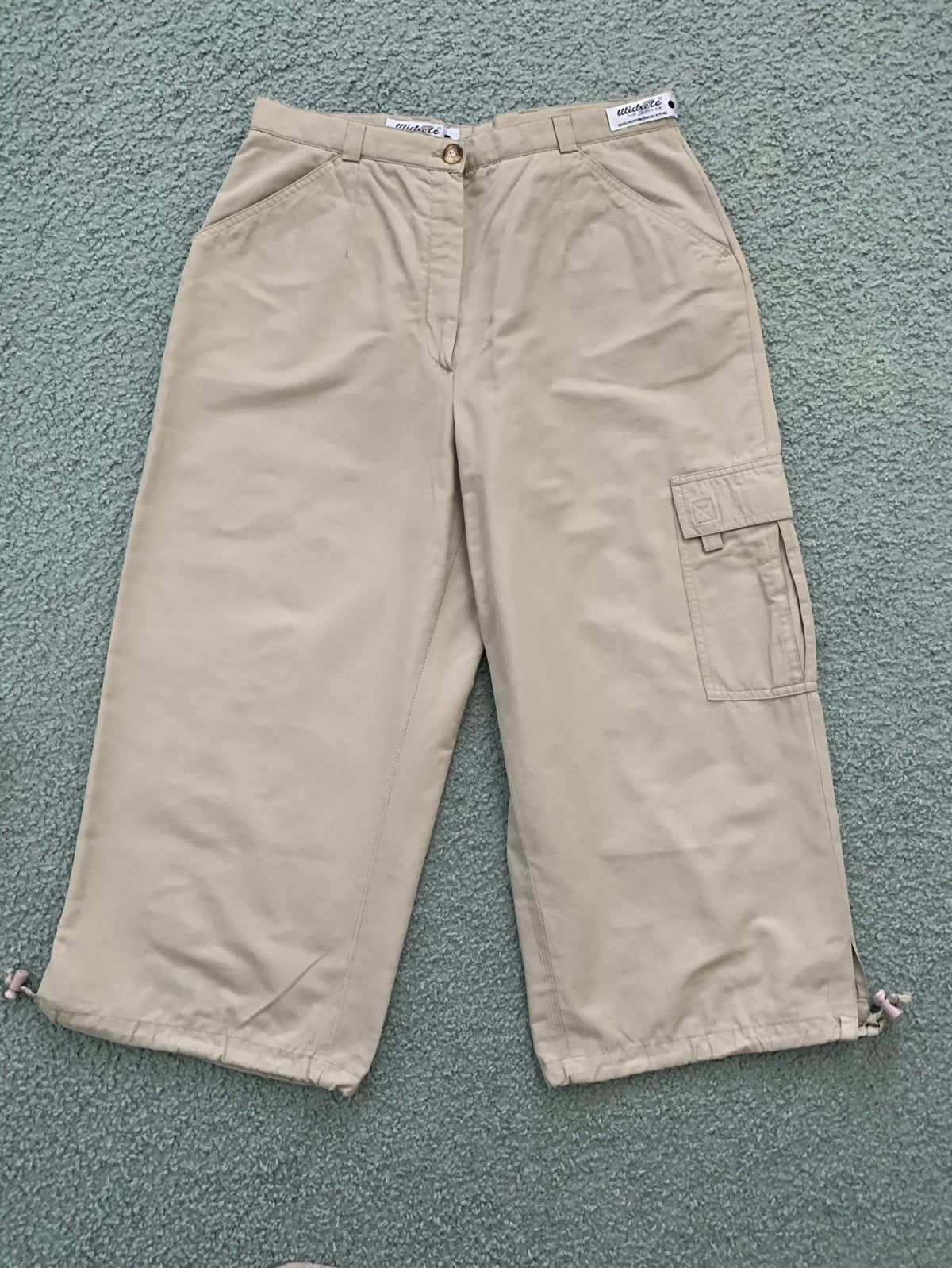 Beige cargo broek met verstelbare pijpen, Maat 38/40 (M), Beige, Ophalen of Verzenden, Driekwart