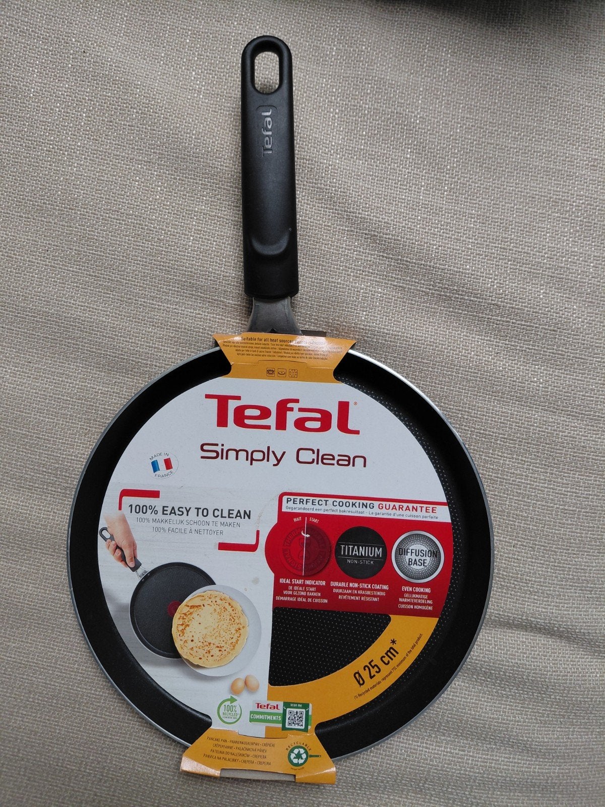 Tefal Simply Clean pannenkoekenpan Ø25 cm – nieuw, Pannenkoekenpan, Tefal, Antiaanbaklaag, Nieuw