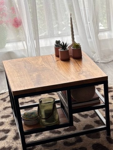 Mangohouten salontafel, Huis en Inrichting, Ophalen, 100 tot 150 cm, 50 tot 100 cm, Zo goed als nieuw