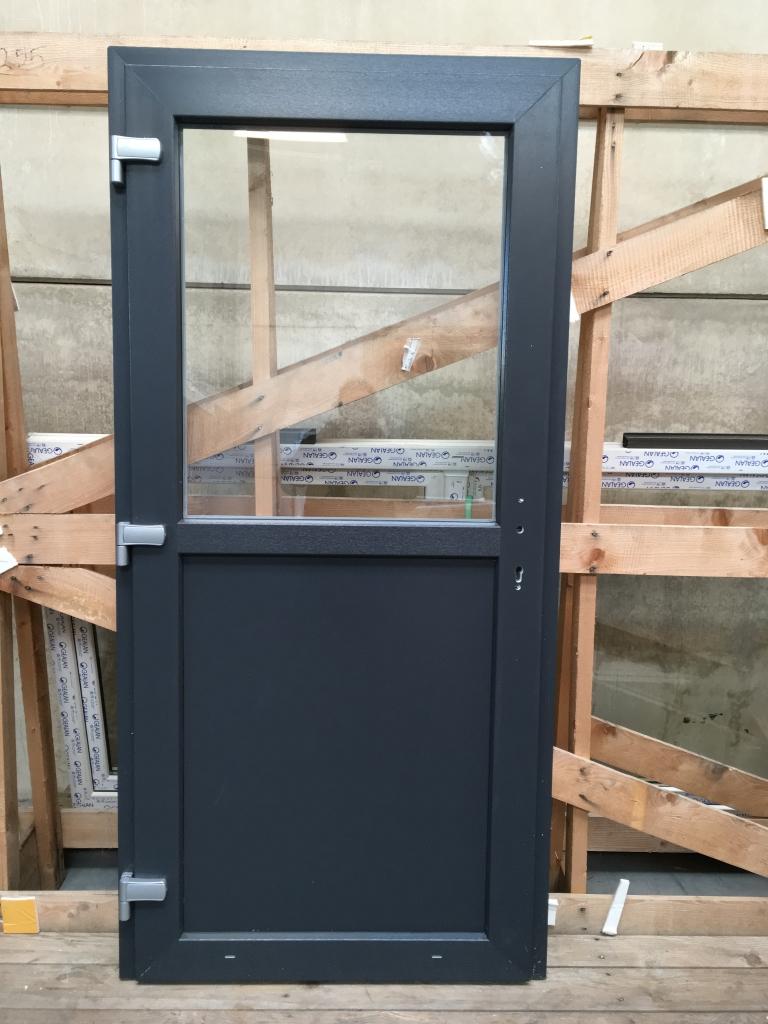 Kunststof buitendeur 98 x 204 1/2 glas antraciet RAL 7016, Niet ingevuld, 80 tot 100 cm, Niet ingevuld, Nieuw