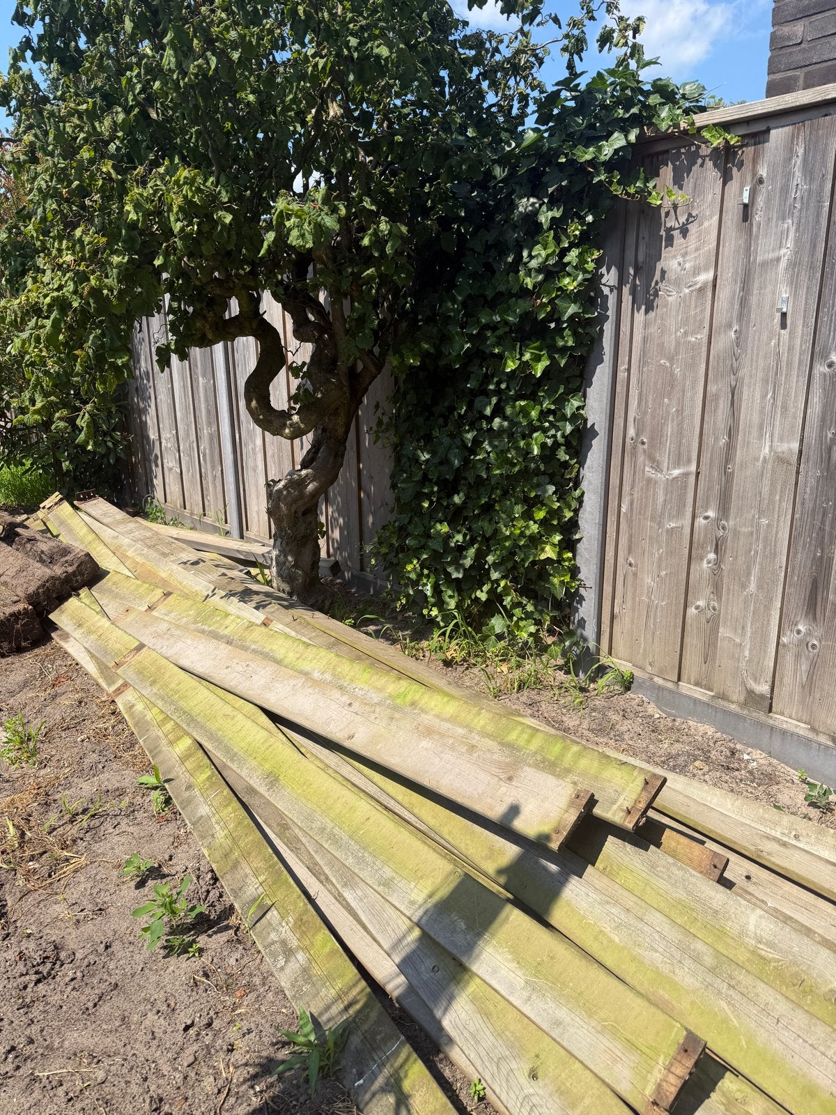 Oud schuttinghout, Tuin en Terras, Palen, Balken en Planken, Ophalen, Gebruikt, 250 cm of meer, Planken
