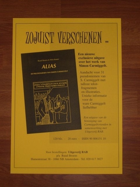 Affiche Alias - De pseudoniemen van Simon Carmiggelt., Ophalen of Verzenden, Nieuw, A1 t/m A3, Film en Tv