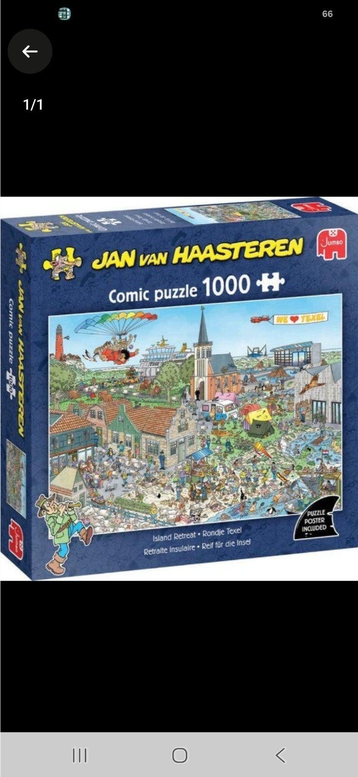 Jan van Haasteren Comic Puzzle 1000 stukjes - Rondje Texel, Een of twee spelers, Ophalen of Verzenden, Zo goed als nieuw, Jumbo