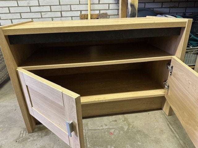Televisie tv meubel eikenfineer 95br, 49d, 63h., Ophalen, Gebruikt, 50 tot 100 cm, Minder dan 100 cm