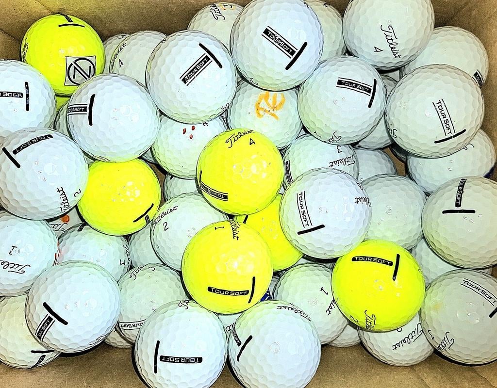 50 Titleist Tour Soft AAAA kwaliteit golfballen, Sport en Fitness, Ophalen of Verzenden, Zo goed als nieuw, Bal(len)
