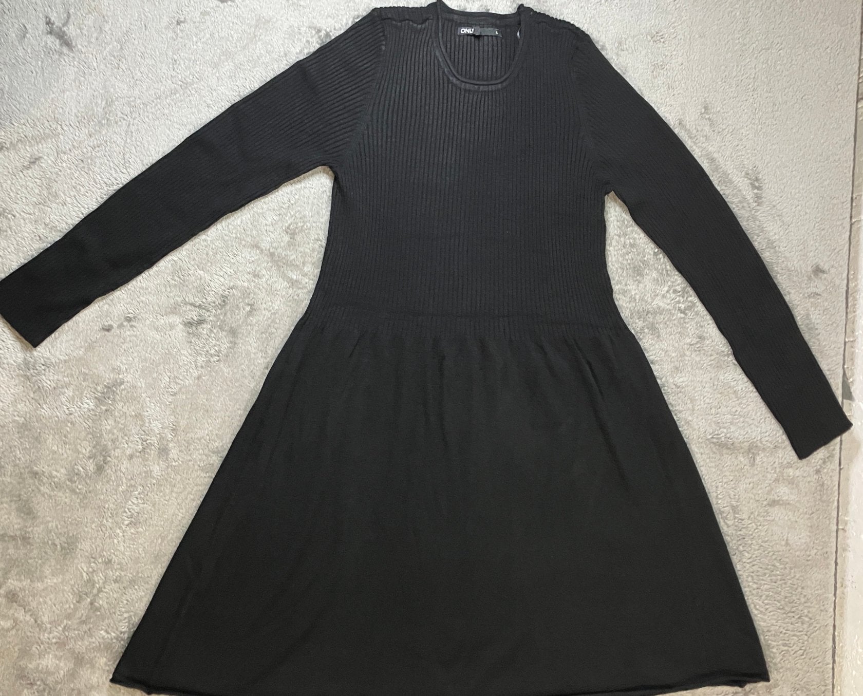 Jurkje, maat L, Only, fijngebreid jurkje, A-lijn met plooien, Kleding | Dames, Zwart, Maat 42/44 (L), Ophalen of Verzenden, Zo goed als nieuw