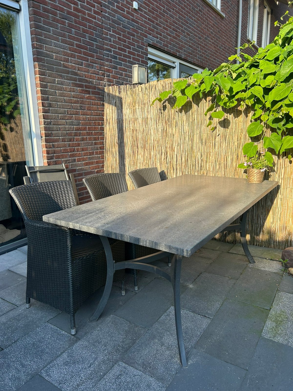 Granieten Tuintafel (Natuursteen) – 180 x 90 cm, Tuin en Terras, Tuintafels, Ophalen, Zo goed als nieuw, Rechthoekig, Overige materialen