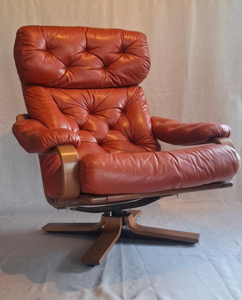 Vintage Loungestoel Ulferts  Möbler, Ophalen, Zo goed als nieuw, 75 tot 100 cm, Leer