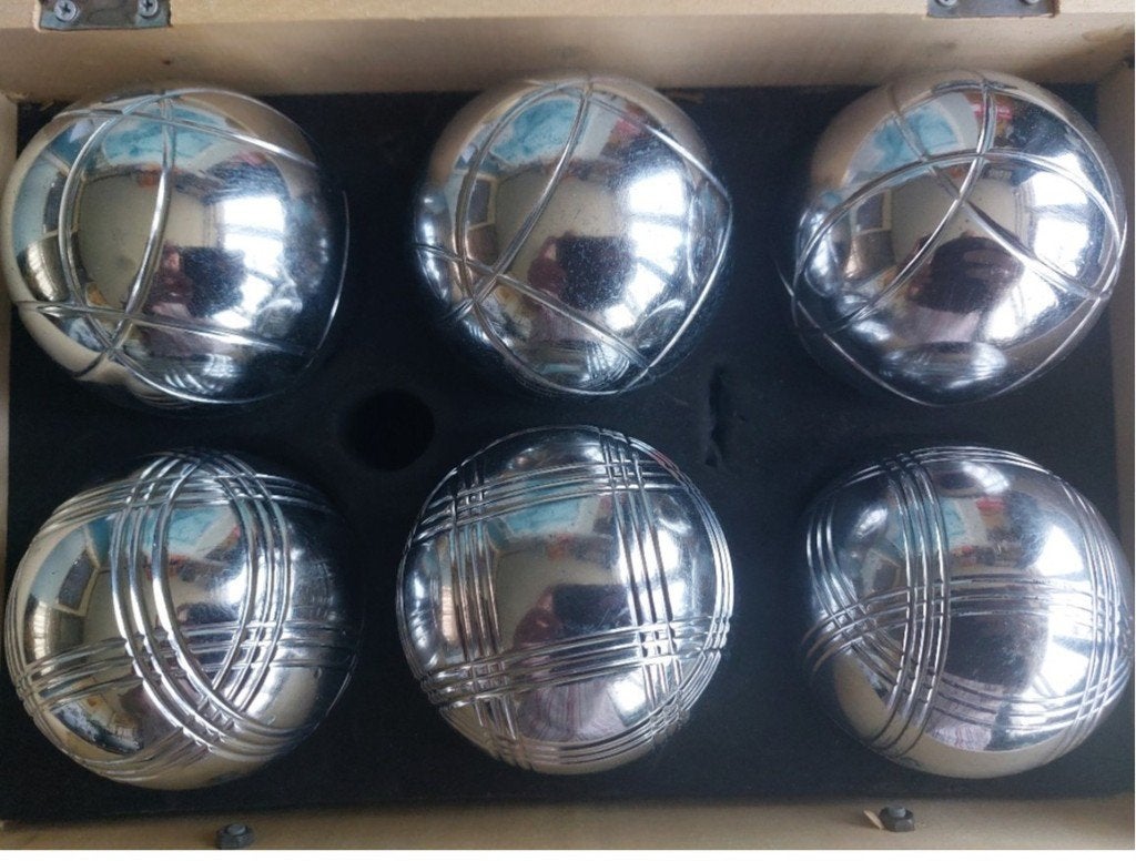 Jeu de Boules set. 6 ballen in een kist., Ophalen of Verzenden, Gebruikt