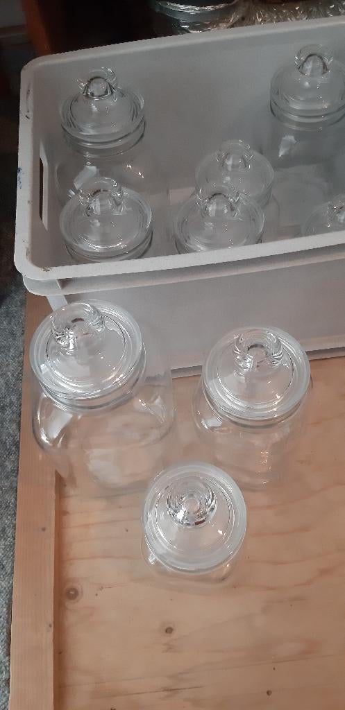 Glazen potten met deksel 8x, Ophalen, Voorraadpot, Overige merken, Glas