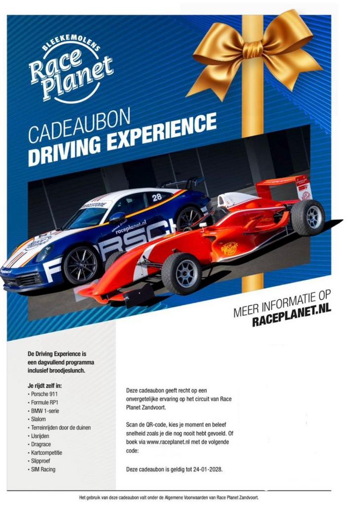 Ticket race planet driving experience, Tickets en Kaartjes, Eén persoon, Overige soorten