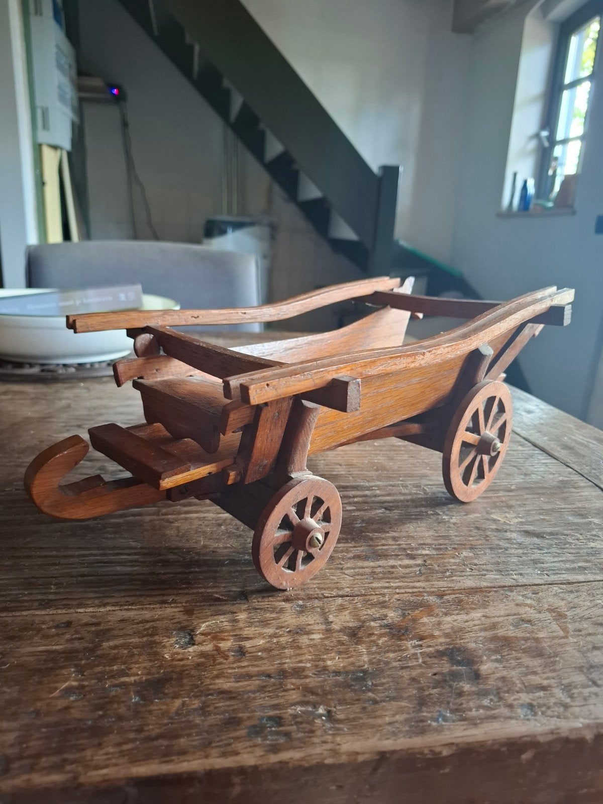 Decoratieve houten kar - Vintage miniatuur, Ophalen