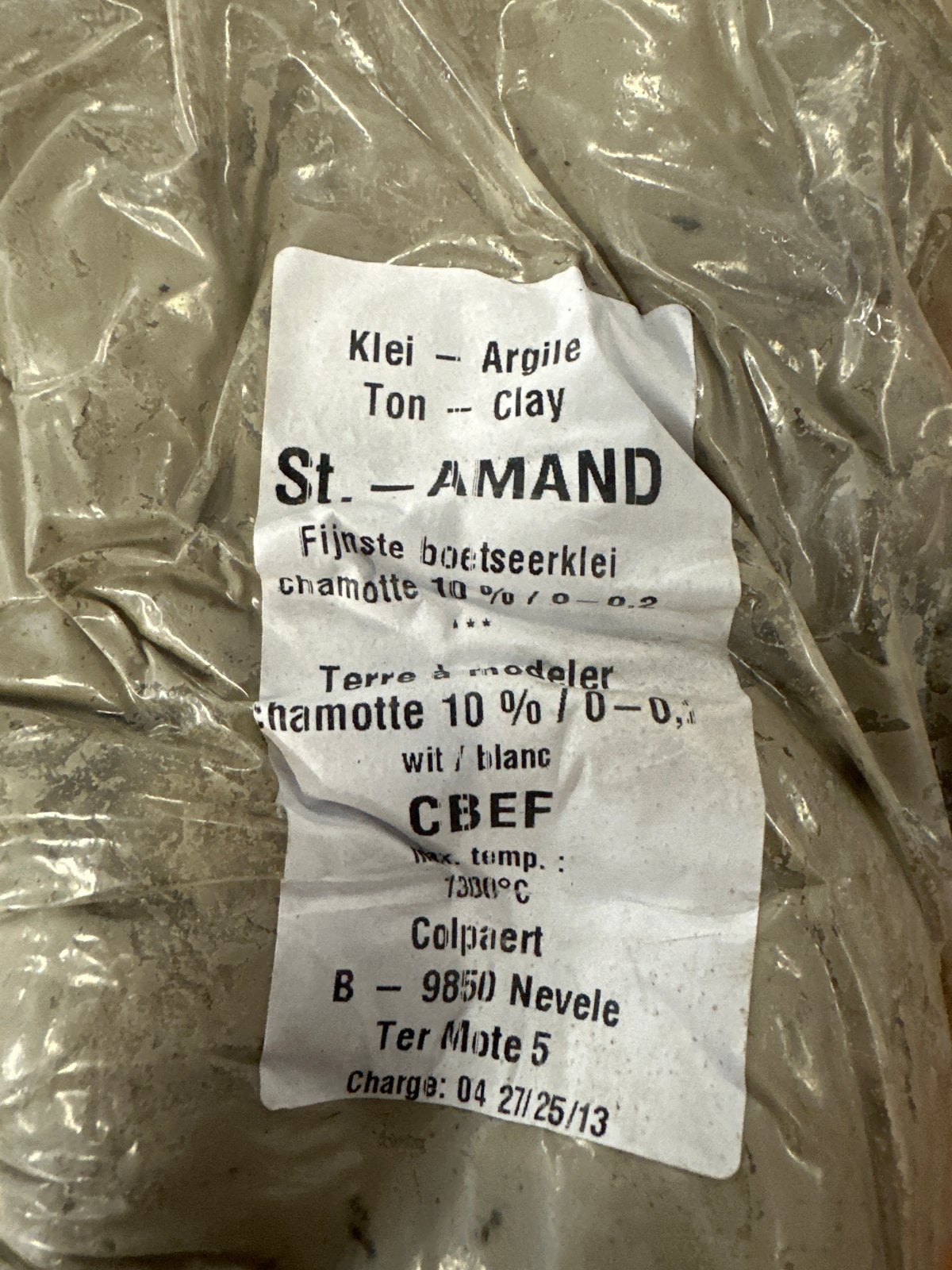 St. Amand Boetseer- en Pottenbakkersklei (10% chamotte), Overige thema's, Nieuw, Ophalen of Verzenden, Nvt