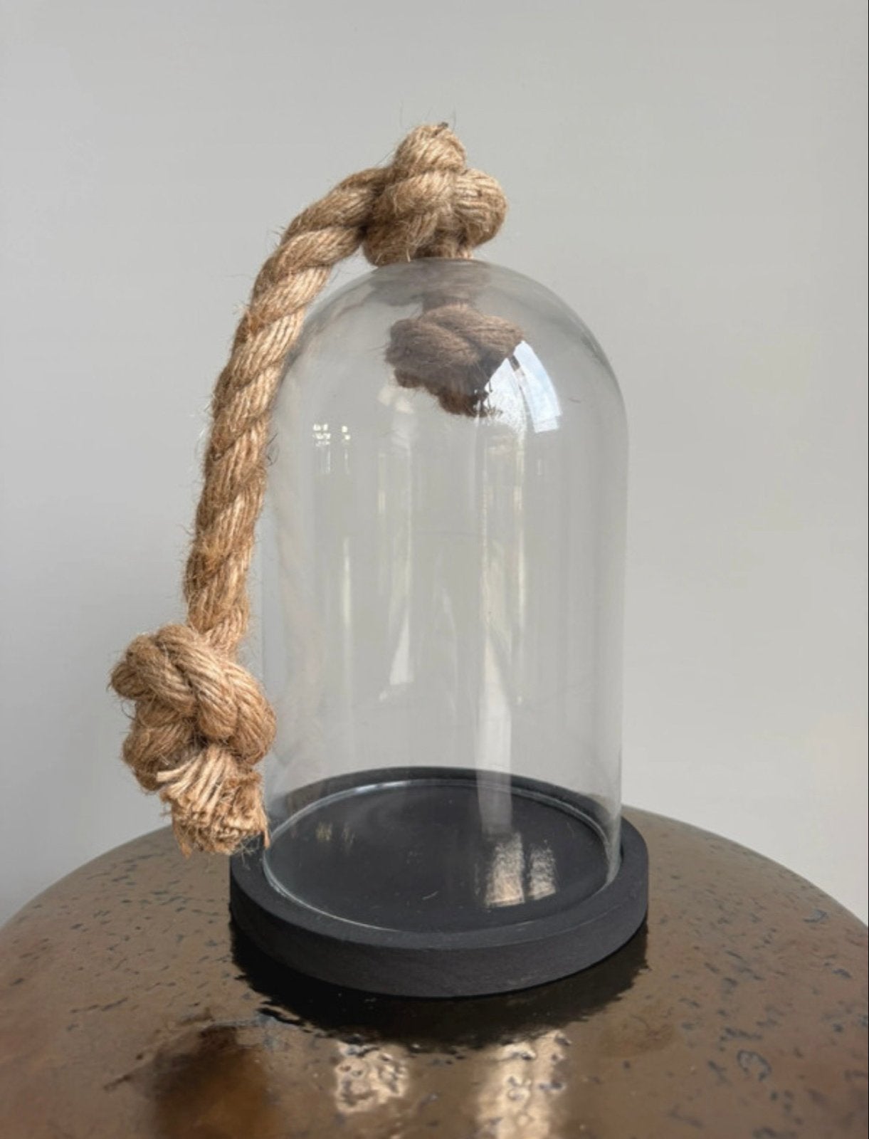 Glazen stolp met touw handvat - Decoratief en stijlvol, Zwart, Ophalen of Verzenden, Zo goed als nieuw, Modern