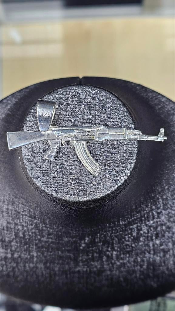 925 Zilveren AK-47 Hanger, Ophalen of Verzenden, Nieuw, Zilver, Zilver