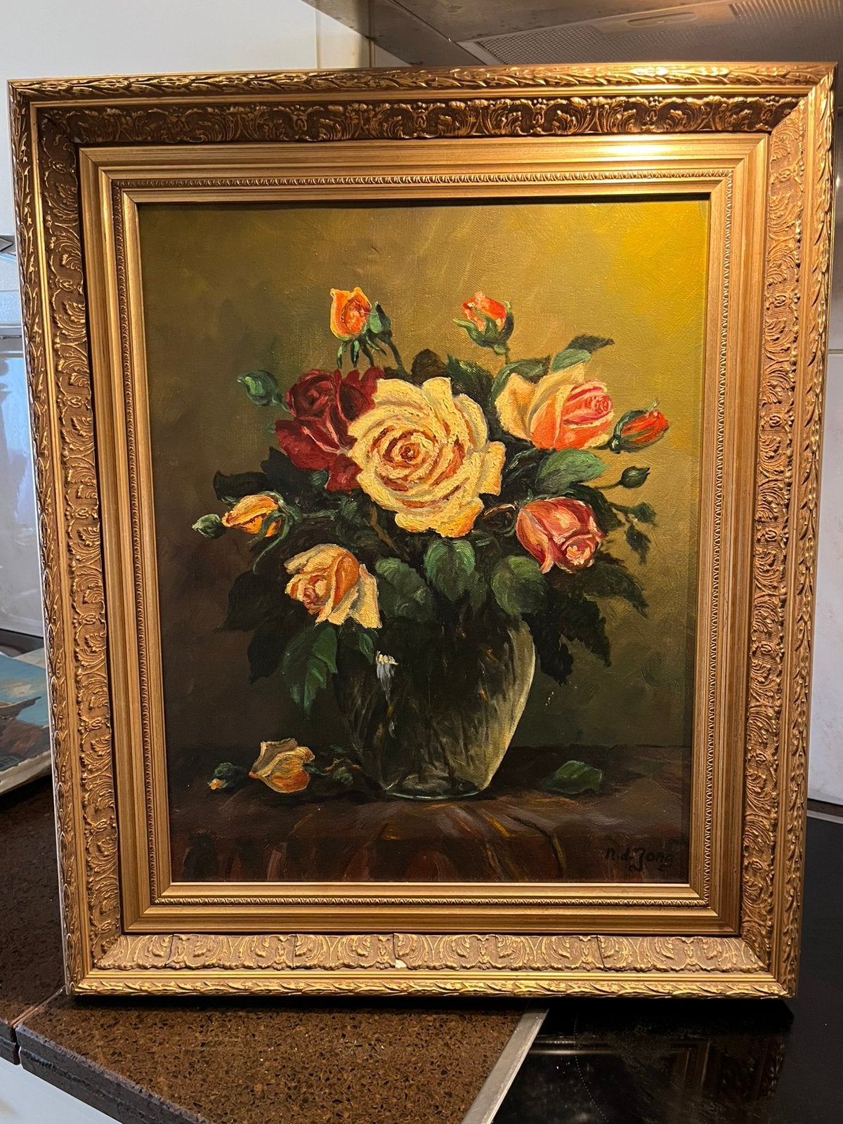 Prachtige olieverf bloemen schilderij, Ophalen