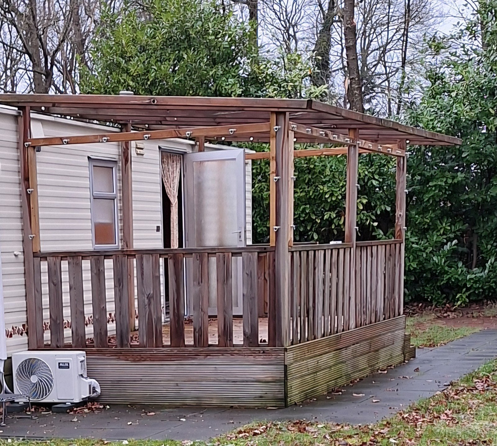 Ruime veranda van hardhout, Tuin en Terras, Ophalen, Gebruikt, Veranda