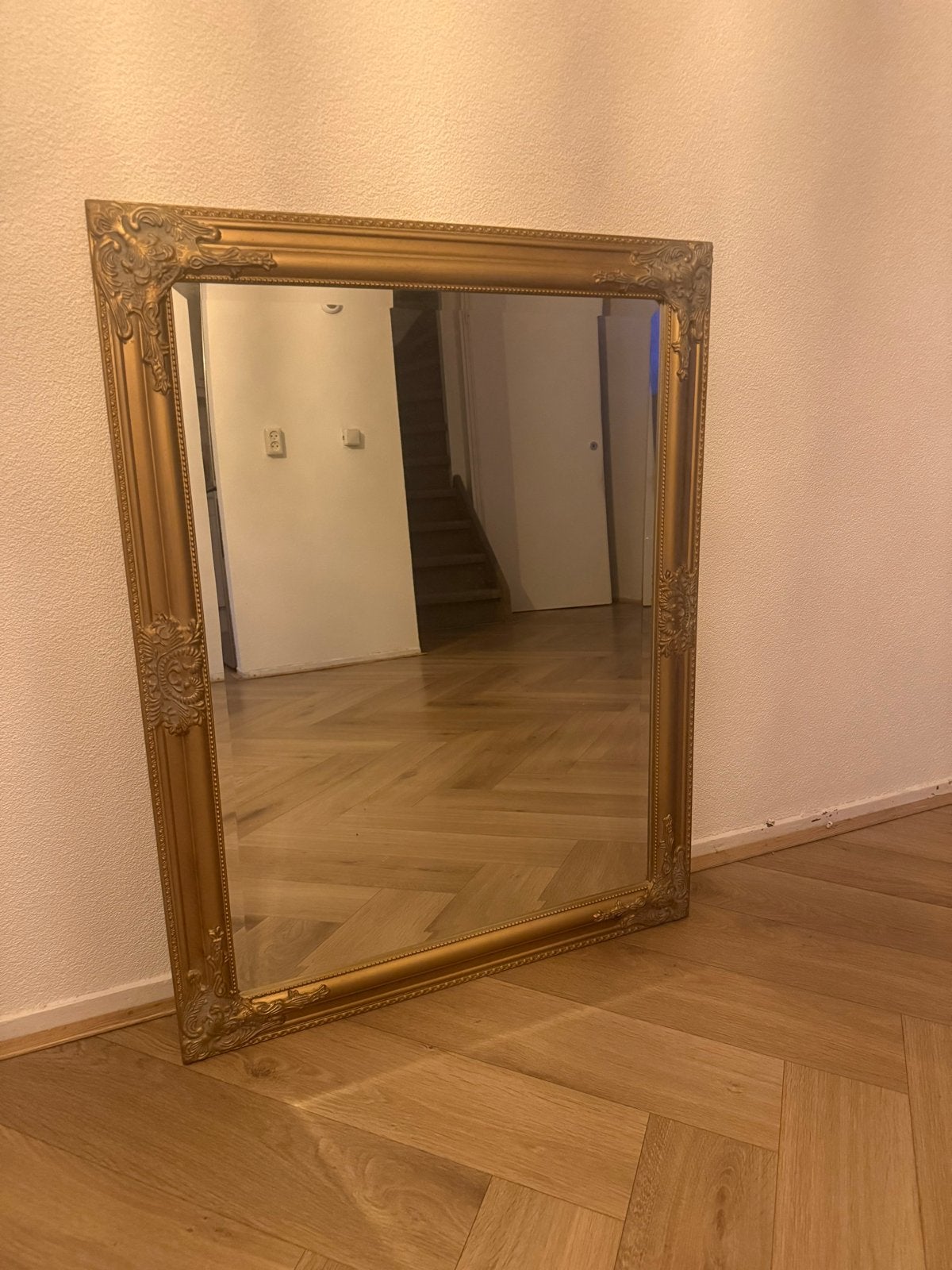 2 Grote gouden spiegel met barok lijst, Ophalen, 100 tot 150 cm, Zo goed als nieuw, 75 tot 100 cm
