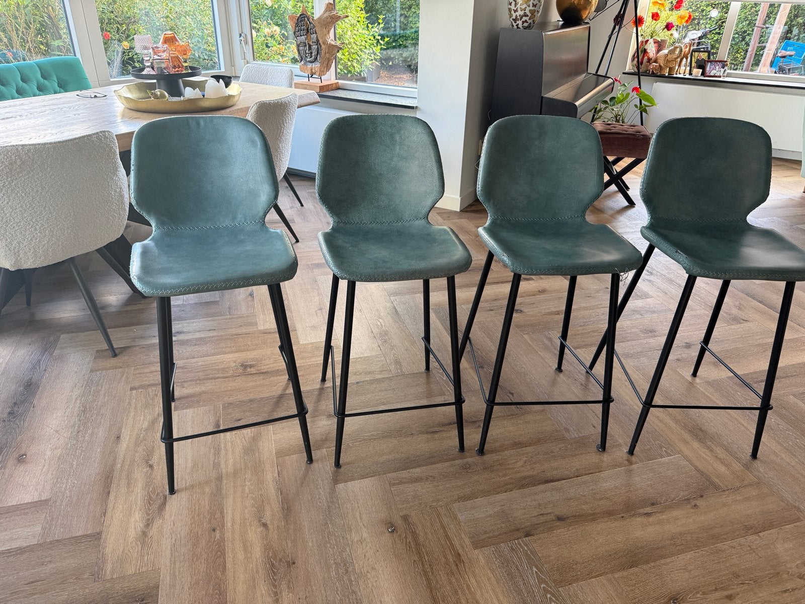 4x By-Boo Seashell Barkrukken 75 cm - Blauwgroen/Groen, Ophalen, Gebruikt, Met voetsteun, 60 tot 90 cm