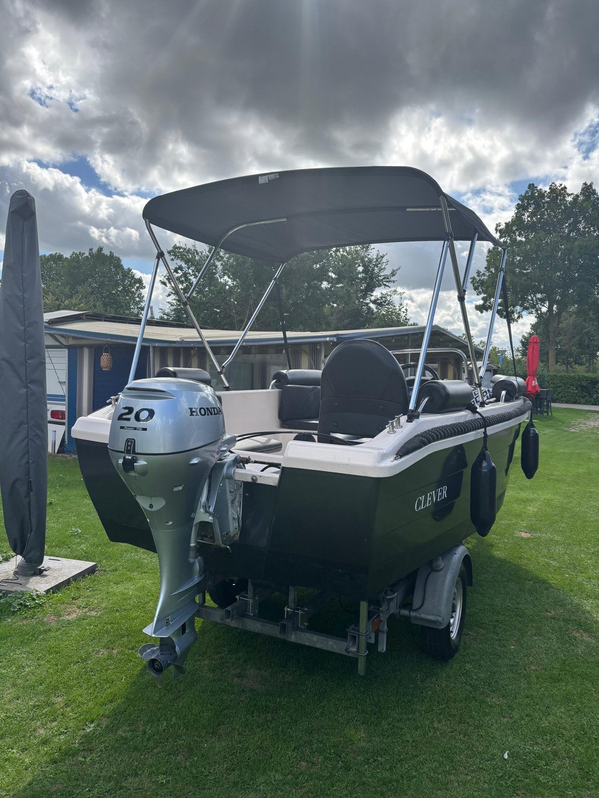 Clever 480 Tender met Honda 20pk buitenboordmotor, Watersport en Boten, Motorboten en Motorjachten, Benzine, Overige merken, Afdekzeil