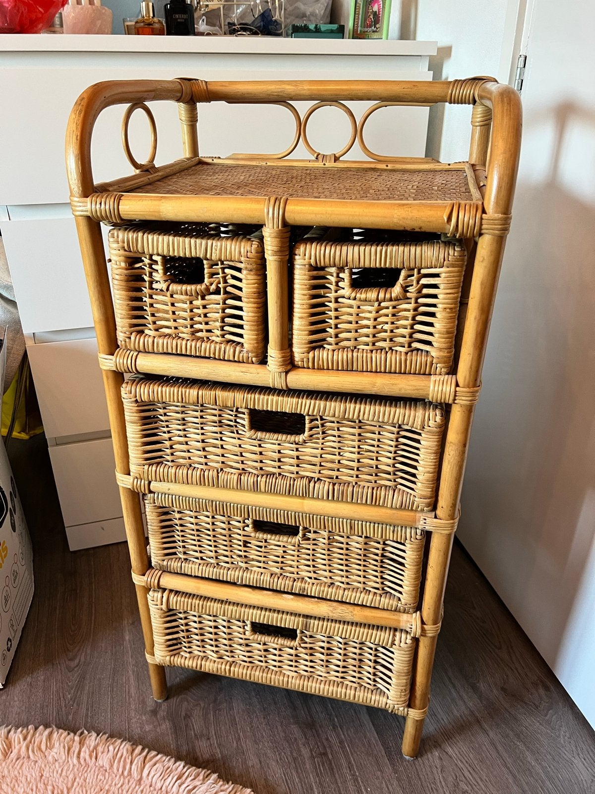Vintage Rotan Kastje met Lades, Huis en Inrichting, Ophalen, Overige materialen, Minder dan 50 cm, Gebruikt
