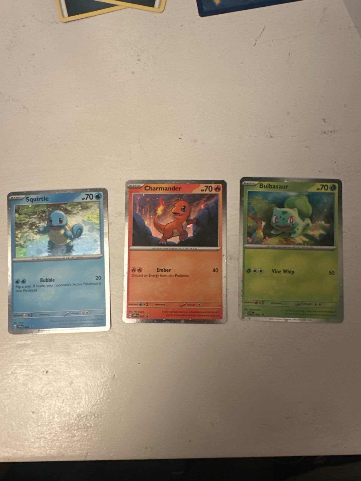 3 Starter Pokémon Promo Kaarten: Squirtle, Charmander, Bulba, Ophalen of Verzenden, Zo goed als nieuw, Meerdere kaarten