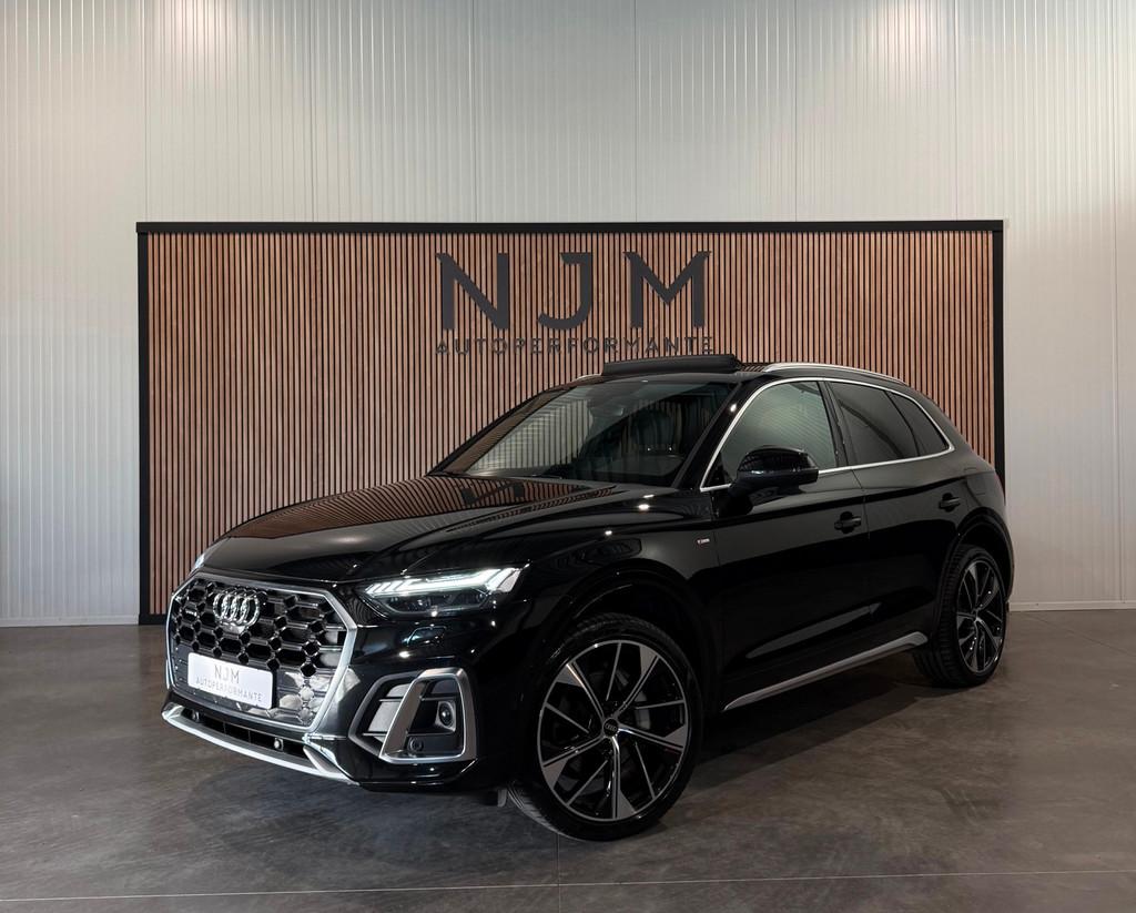 Audi Q5 55 TFSIe S-line|Facelift|Pano|360|B&O|Memory, Auto's, Audi, Automaat, Gebruikt, 4 cilinders, Zwart