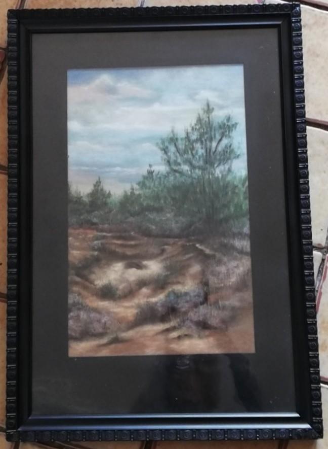 Duingezicht. Pastel. Circa 1920. 51/72 cm., Ophalen, Zo goed als nieuw, 50 tot 75 cm, Tekening