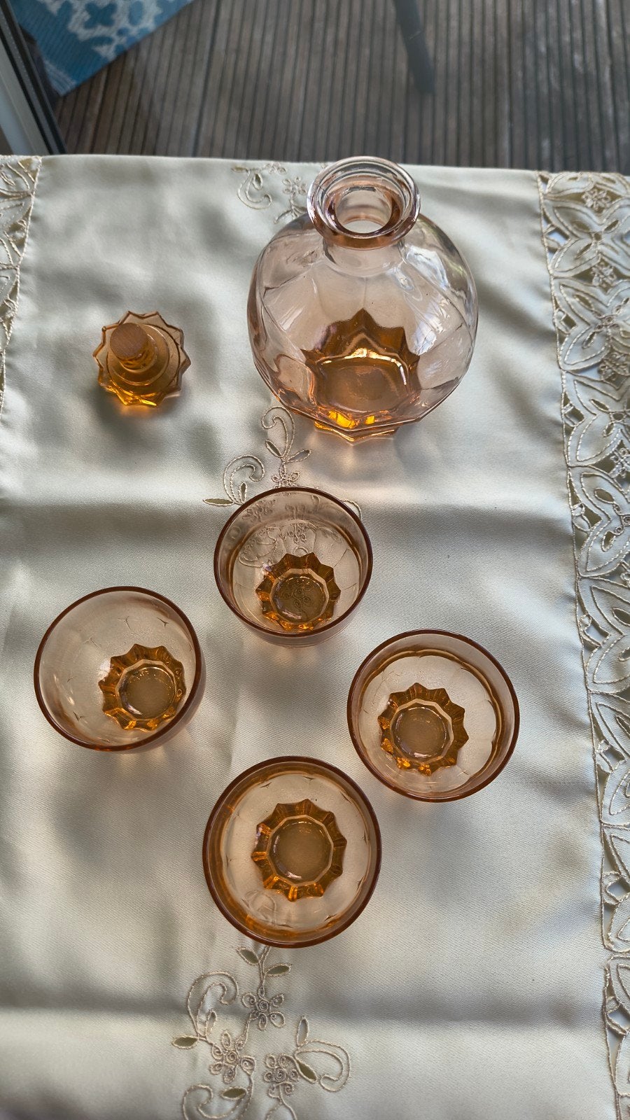 Rosaline Persglas Karaf en Glazen Set - Art Deco Stijl, Ophalen of Verzenden