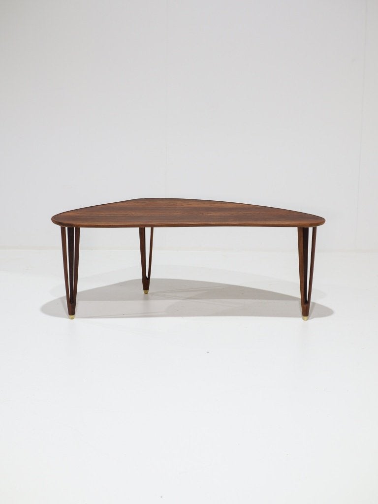 Organische salontafel BC Møbler driehoek palissander Deens, Huis en Inrichting, Ophalen, 50 – 75, 100 tot 150 cm, -