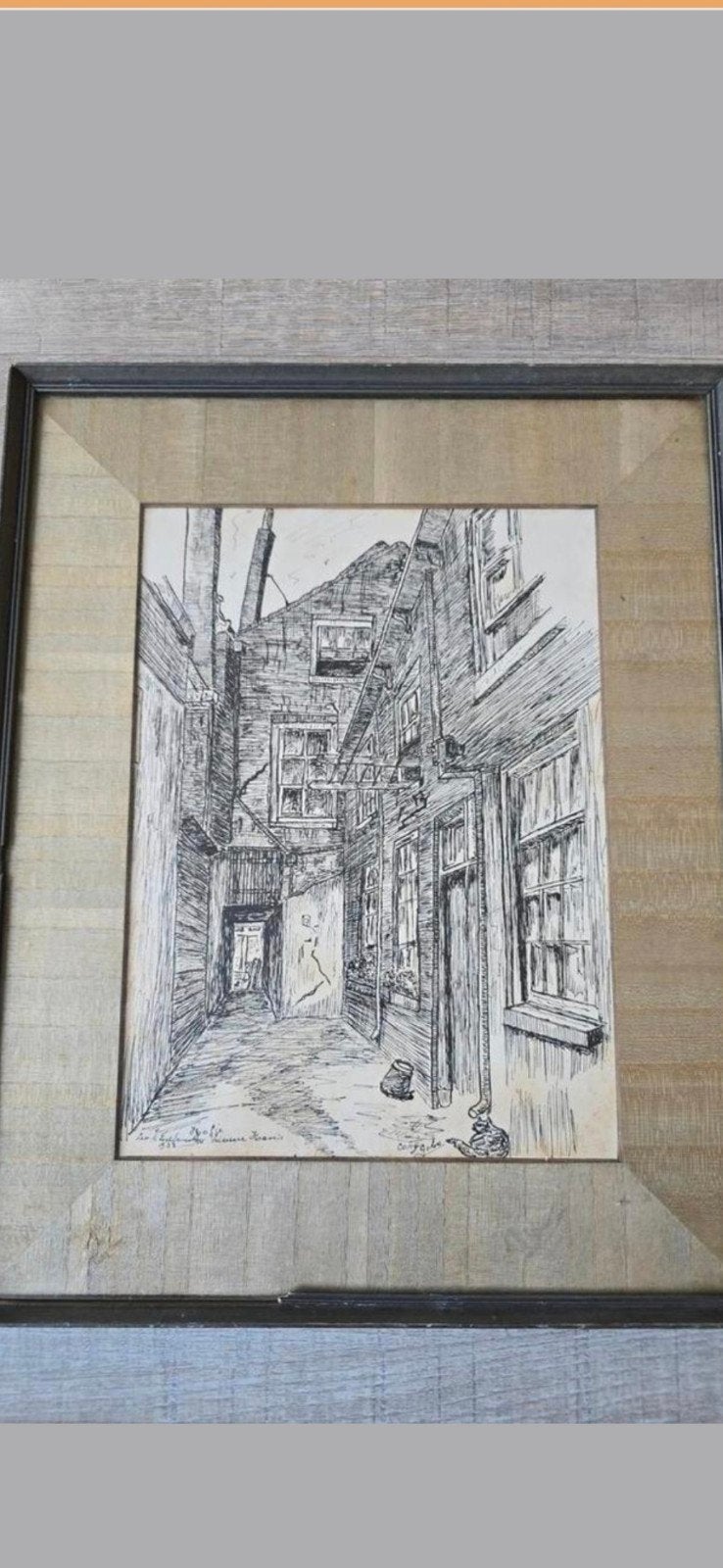 Zeldzame Pentekening 1933 Hofleverancier P.J.Gramwinckel €45, Antiek en Kunst, Kunst | Tekeningen en Foto's, Ophalen of Verzenden