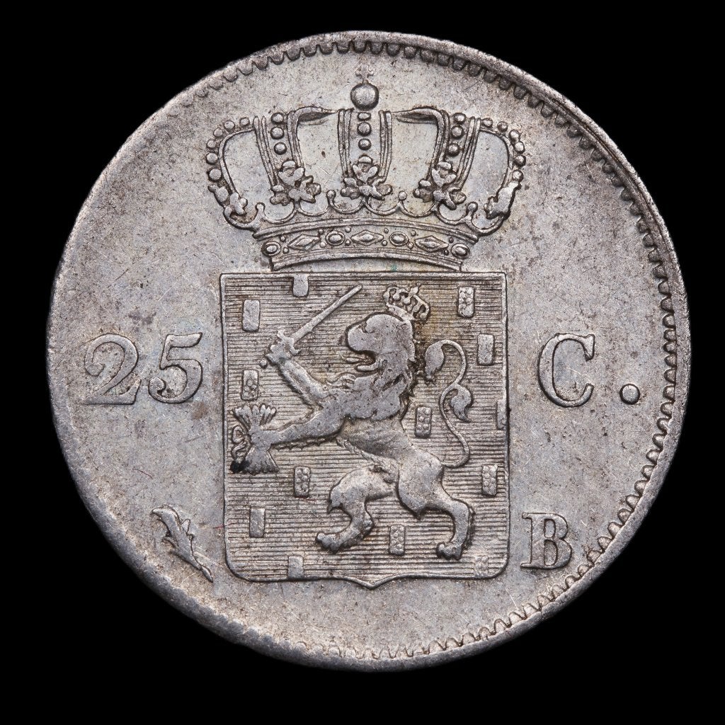 25 cent 1824 Brussel. Zfr+., Zilver, 25 cent, Ophalen of Verzenden, Koning Willem I
