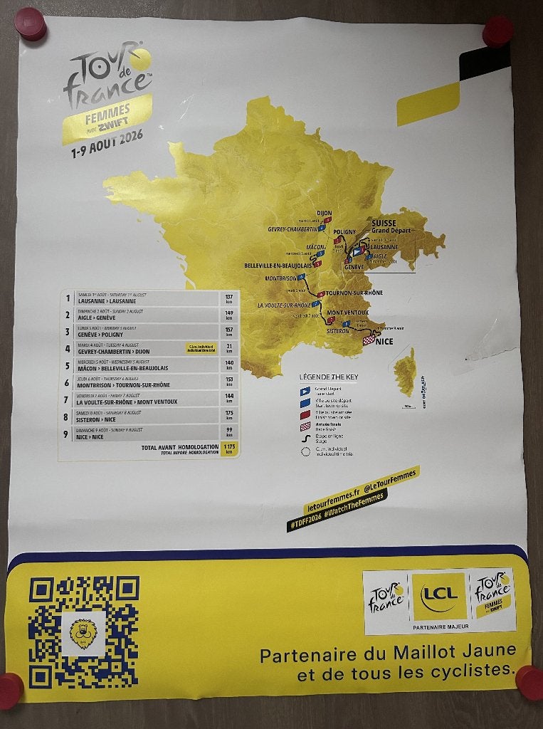 poster Tour de France 2026 (tweezijdig) + slinger, Ophalen of Verzenden, Gebruikt, A1 t/m A3, Sport