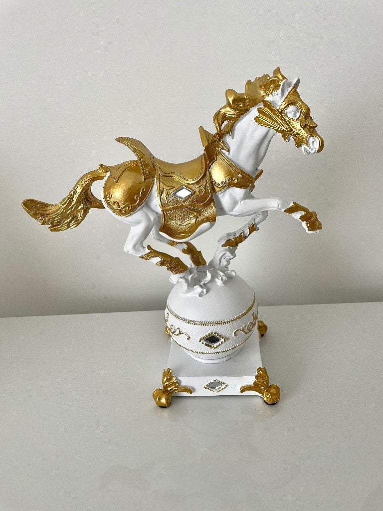 Paarden beeld goud decoratie, Ophalen of Verzenden, Zo goed als nieuw, Dier