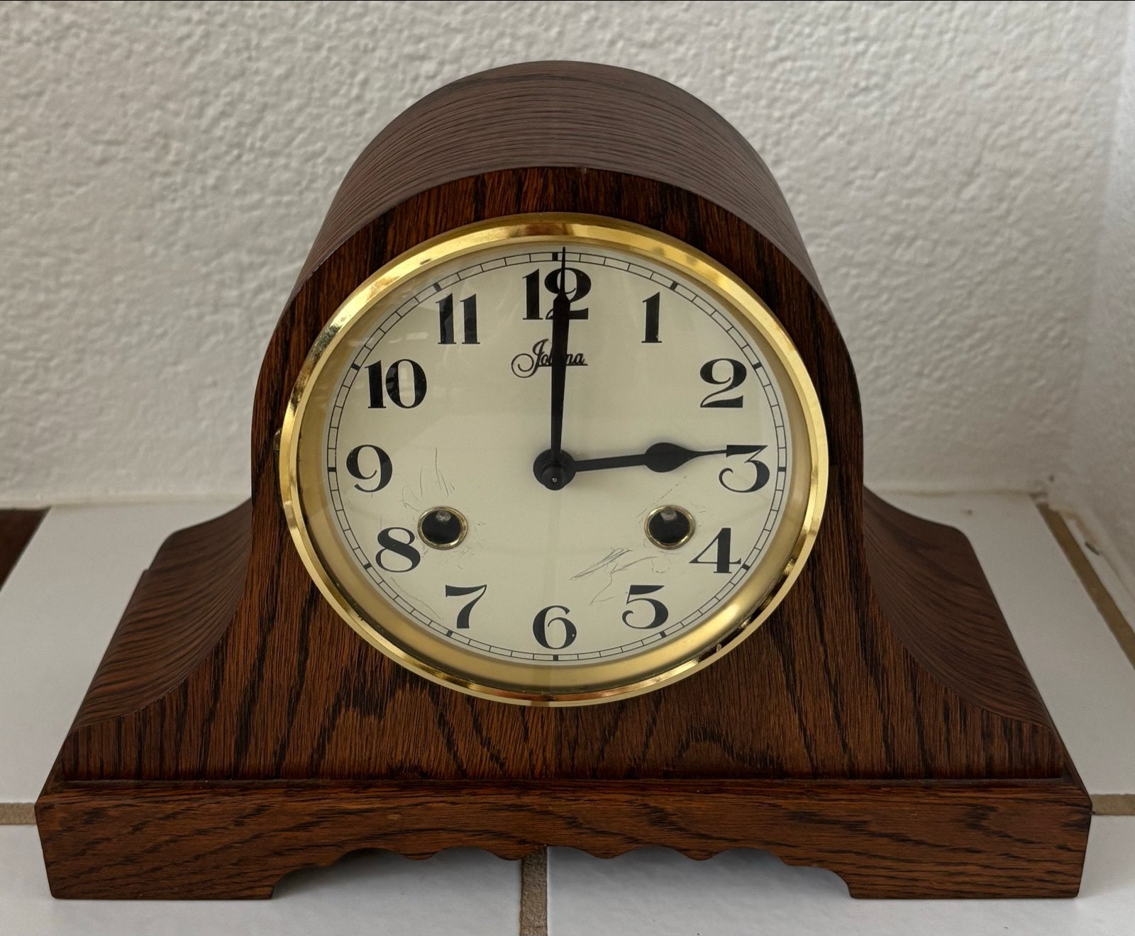 Vintage houten schoorsteenmantelklok - Jema, Ophalen