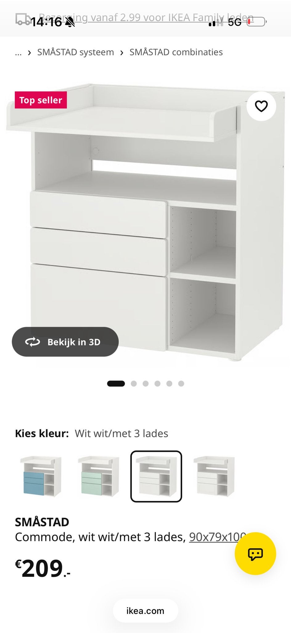 IKEA SMÅSTAD Commode met 3 lades en opbergruimte, 70 cm of meer, Ophalen of Verzenden, Zo goed als nieuw, 75 tot 100 cm