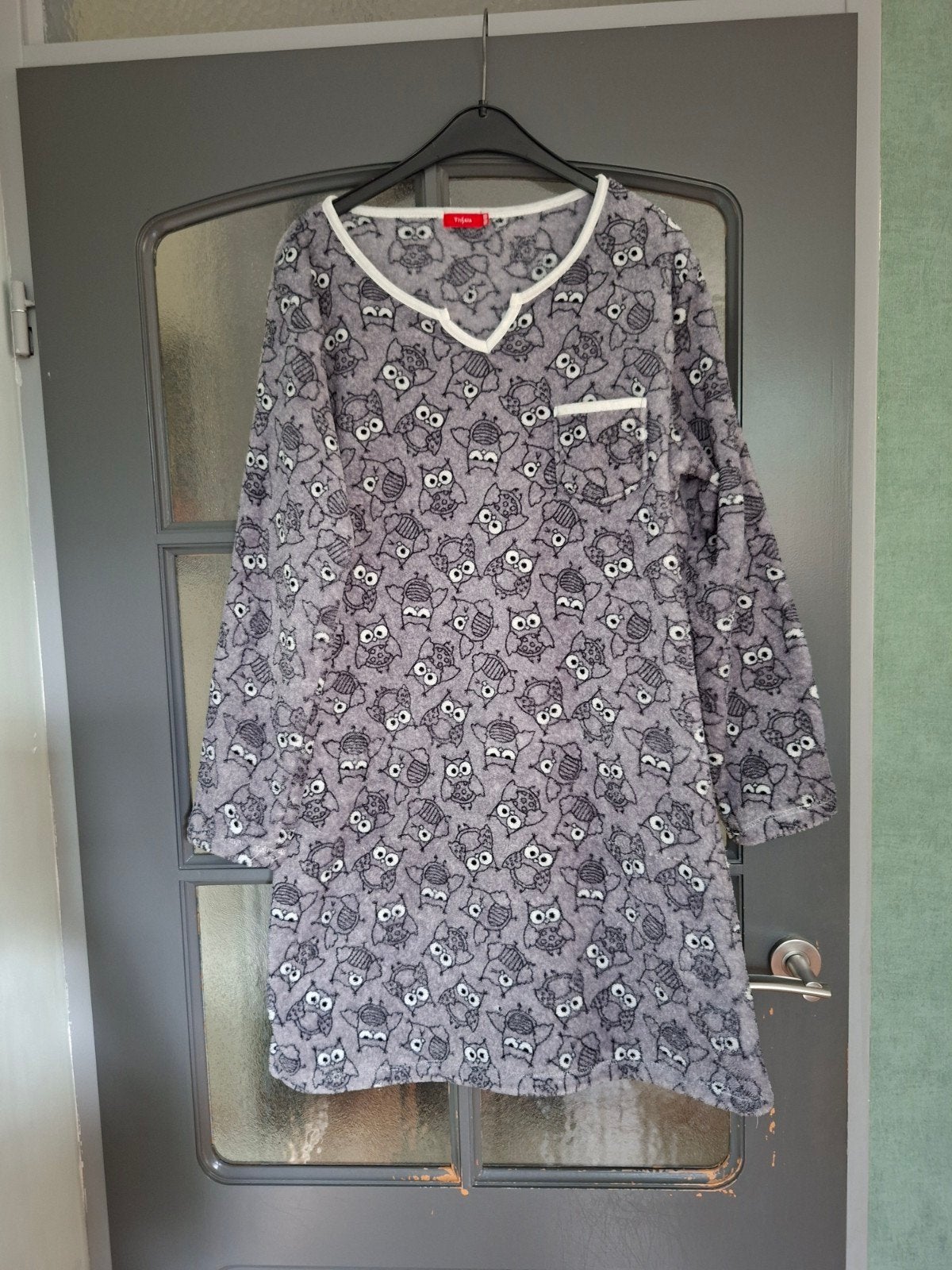 Comfortabele fleece nachtjapon met uiltjesprint, maat 46/48, Kleding | Dames, Ophalen of Verzenden, Zo goed als nieuw, Maat 46/48 (XL) of groter