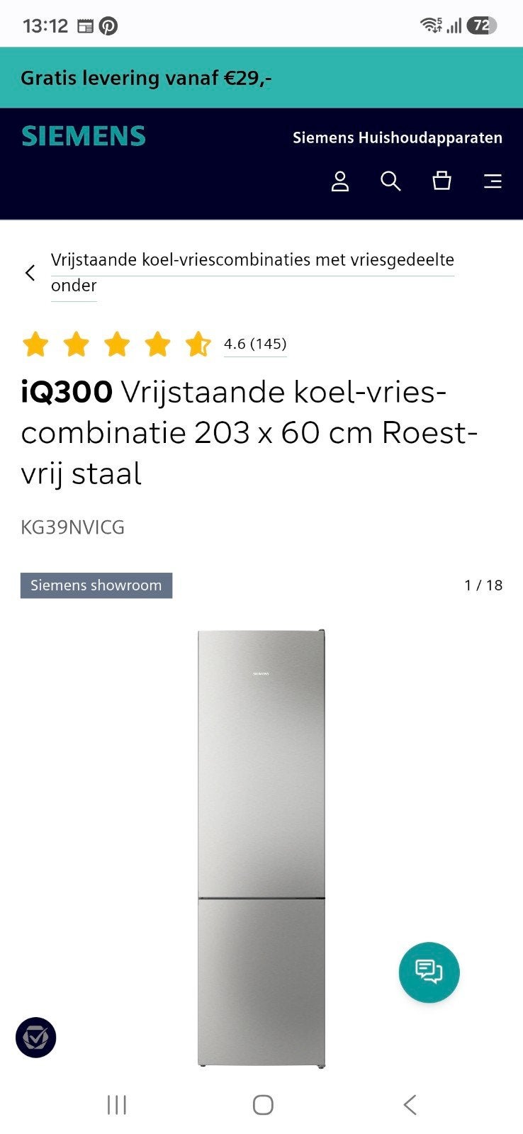 Nieuw met garantie: Siemens iQ300  Koel-Vriescombi, Witgoed en Apparatuur, Ophalen, 200 liter of meer, Met aparte vriezer, Nieuw