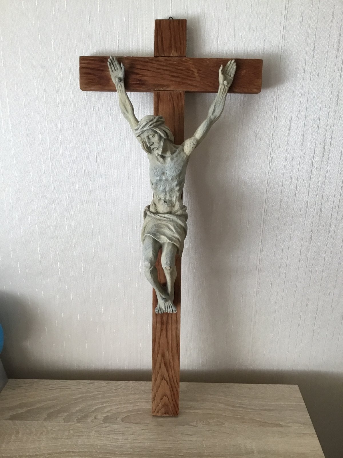 Antiek Christusbeeld op kruis - 55x24 cm - Kloosterherkomst, Antiek en Kunst, Antiek | Religie, Ophalen of Verzenden