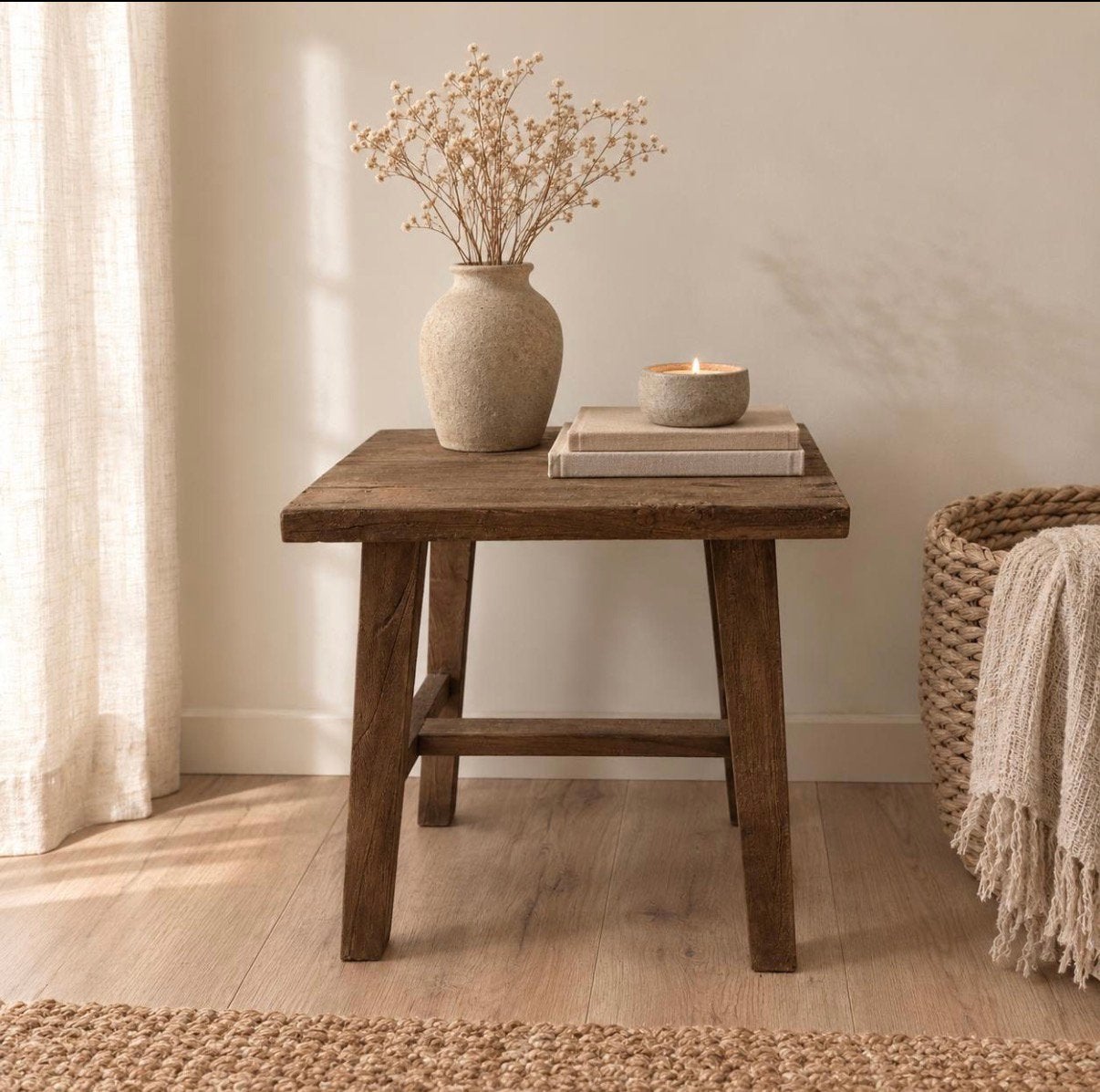 Teakhouten tafeltje - bijzettafel, Ophalen, Minder dan 45 cm, Minder dan 55 cm, -