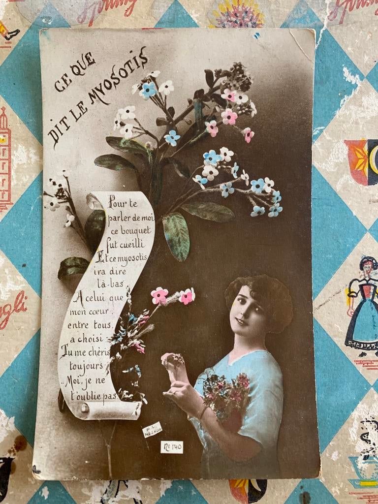 Ce que dit le Myosotis - vergeet mij nietjes, Ophalen of Verzenden, Voor 1920, Gelopen, Overige thema's